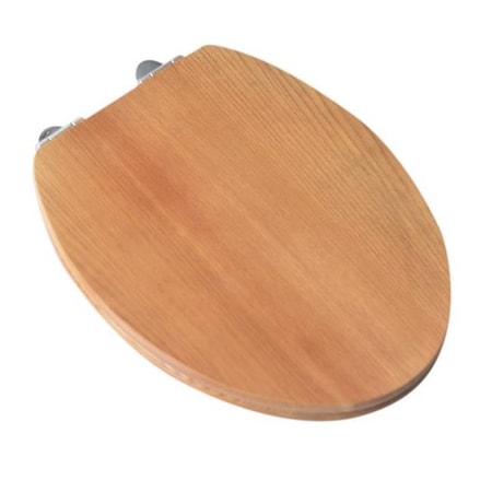 Plumbing Technologies Plumbing Technologies 5F1E3-17CH Contemporary Design Full Cover Solid Oak Wood Elongated Toilet Seat; Natural Oak 5F1E3-17CH